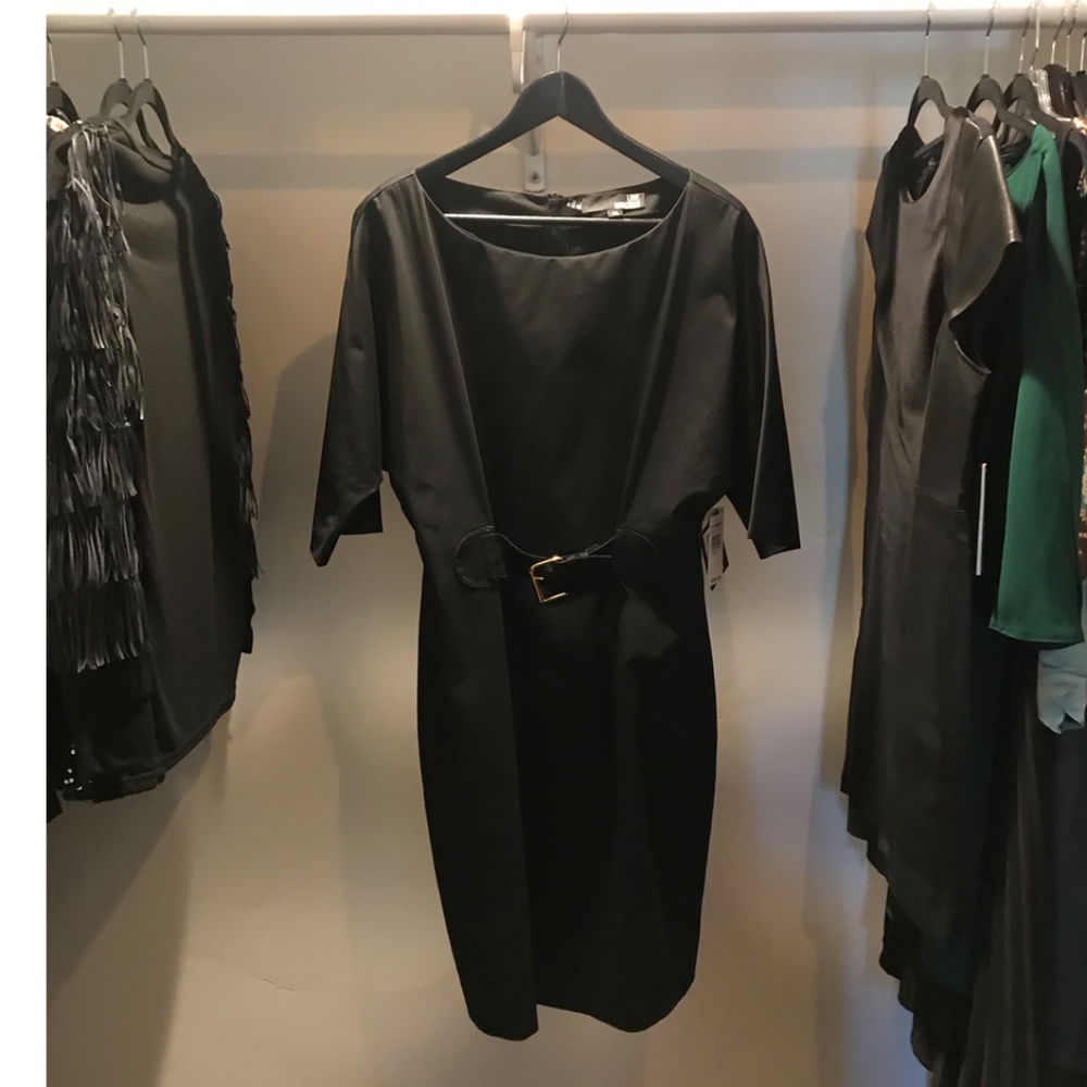 Moschino: Black Cotton Blend Dress with Stretch